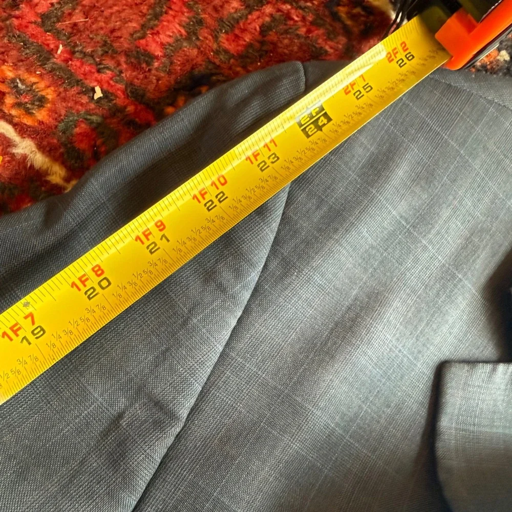 Lauren Ralph Lauren Blazer Men 46R Navy Gray Check Wool Sport Coat Pure New Wool
